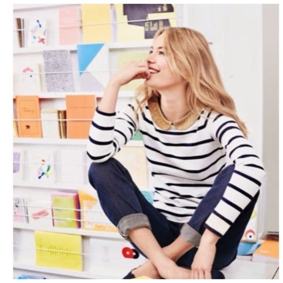 Boden Striped and Gold Sparkle Collar Sz 12 - Picture 10 of 12